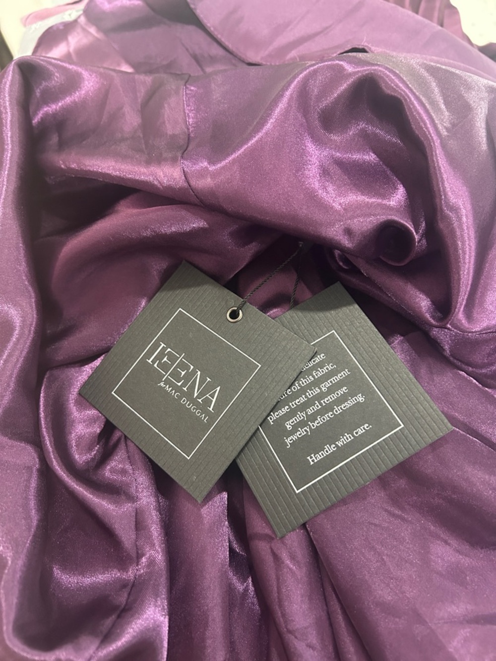 NWT MAC DUGGAL Purple Pleated Satin Halter Neck High Low Gown - Size 16 - Picture 11 of 13